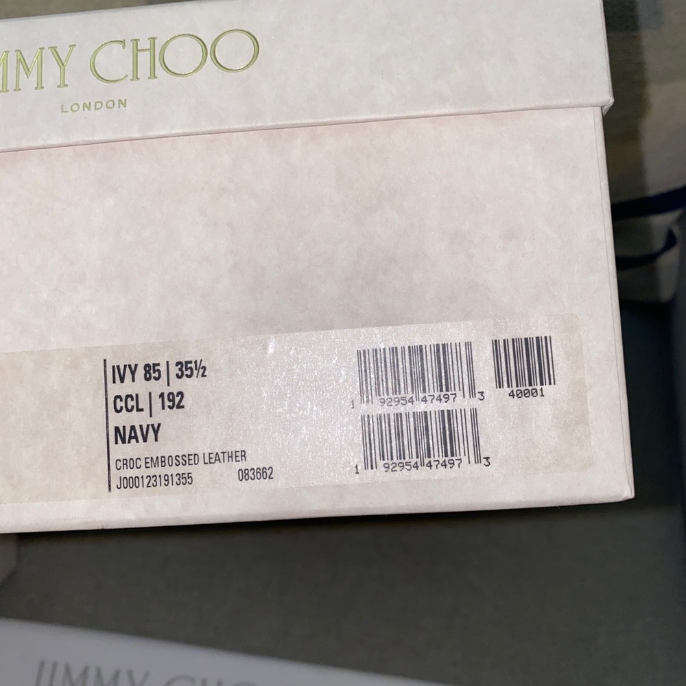 Jimmy Choo Ivy 85 Navy croc embossed leather slingback pumps NWT sz 5/35 - Picture 8 of 12